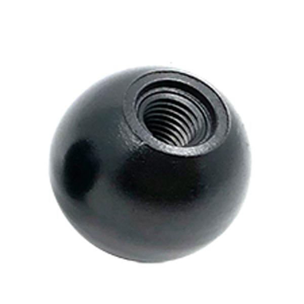 M12 x 1.75 直径 40mm ナット式 ボール型つまみ 黒色 5個入  引き出し ノブ用 球体